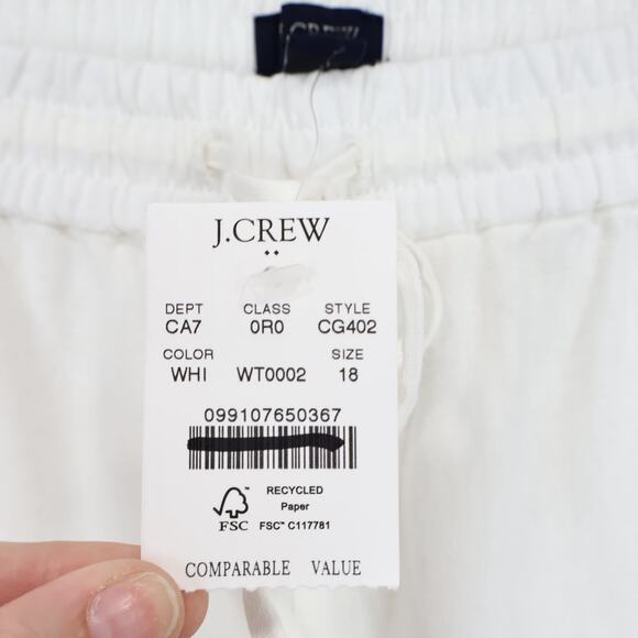 J.Crew Factory Linen Blend Slim Wide Leg Drawstring Pant White Size 18 NWT - Picture 5 of 10